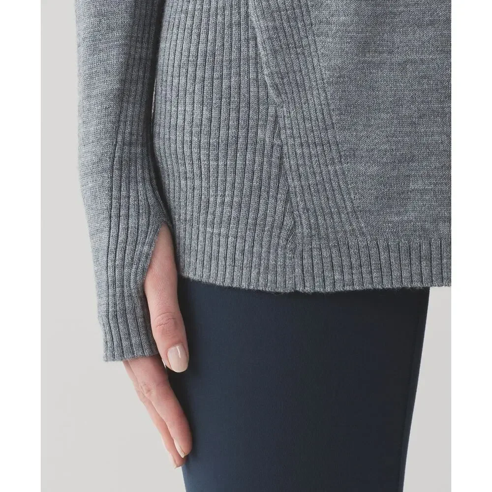 Lululemon Sweat And Savasana Sweater Heathered Medium Grey Merino Wool Cashfeel